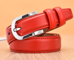 Ladies Leather Belt Casual Versatile Pin Buckle Korean Version Multicolor Pants Belt Women's Thin