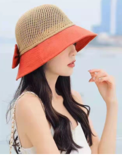 Hat female summer sunscreen sun hat sun hat cover face high-end UV protection new hollow folding fisherman hat