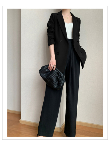 Coffee color small suit jacket women's  autumn new fashion casual loose air thin black professional suit