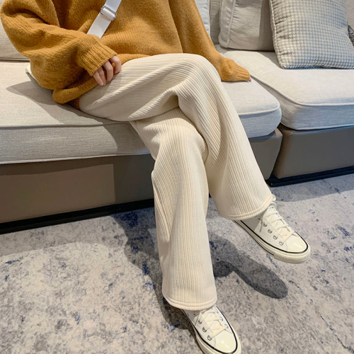 Chenille fabric wide leg pants female students autumn and winter 2022 new loose high waist casual straight pants trend