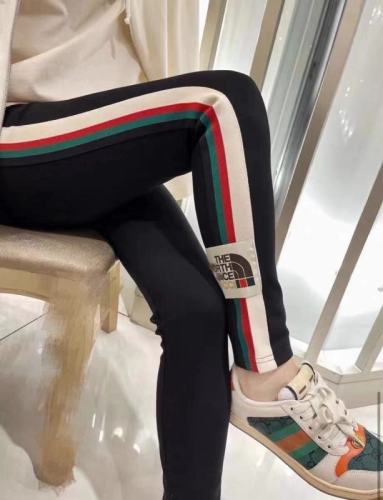 Autumn and winter letter labeling contrast color striped leggings women's shark pants outer wear high waist elastic fashion sports nine-point pants