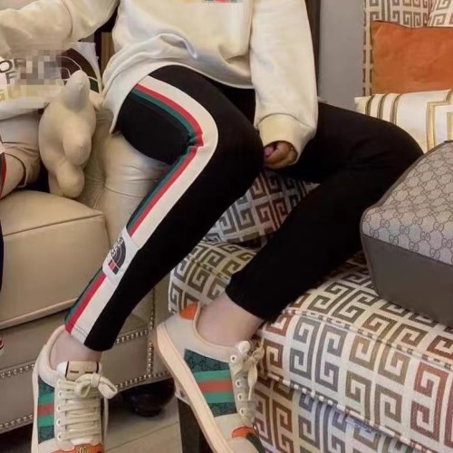 Autumn and winter letter labeling contrast color striped leggings women's shark pants outer wear high waist elastic fashion sports nine-point pants