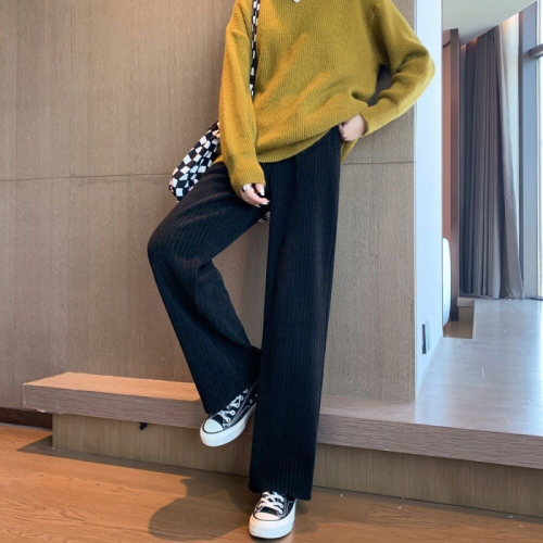 Chenille fabric wide leg pants female students autumn and winter 2022 new loose high waist casual straight pants trend