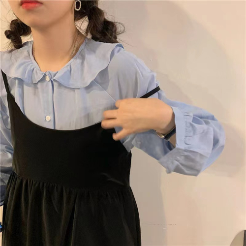 Japanese sweet doll collar bottoming long-sleeved shirt women's spring and autumn new college style all-match outer wear