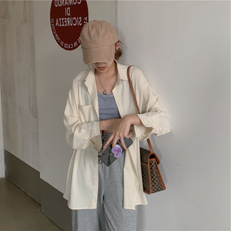 Shirt jacket women's spring and autumn design sense niche outside cardigan chic early autumn long-sleeved top