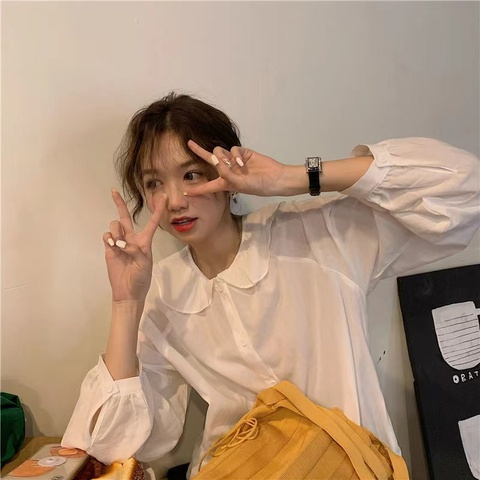 Japanese sweet doll collar bottoming long-sleeved shirt women's spring and autumn new college style all-match outer wear