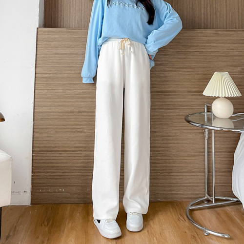 Grey wide-leg pants women's spring and autumn thin section  new high-waist drape loose straight-leg sports pants