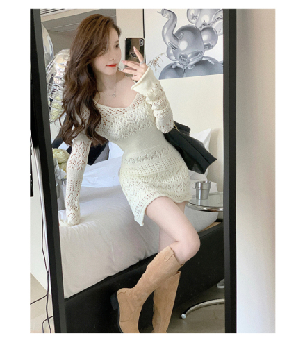 JustQin Senior Hunter Love it!  Wool Hollow Sling Knit Skirt Women's Two-piece Waist Sweater Skirt
