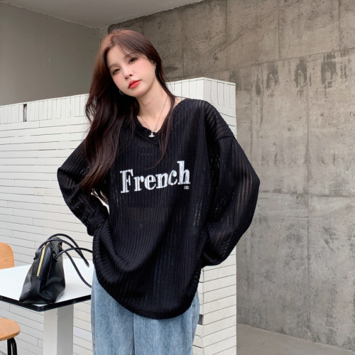 Real shooting real price new Korean letter printing loose all-match T-shirt sweater