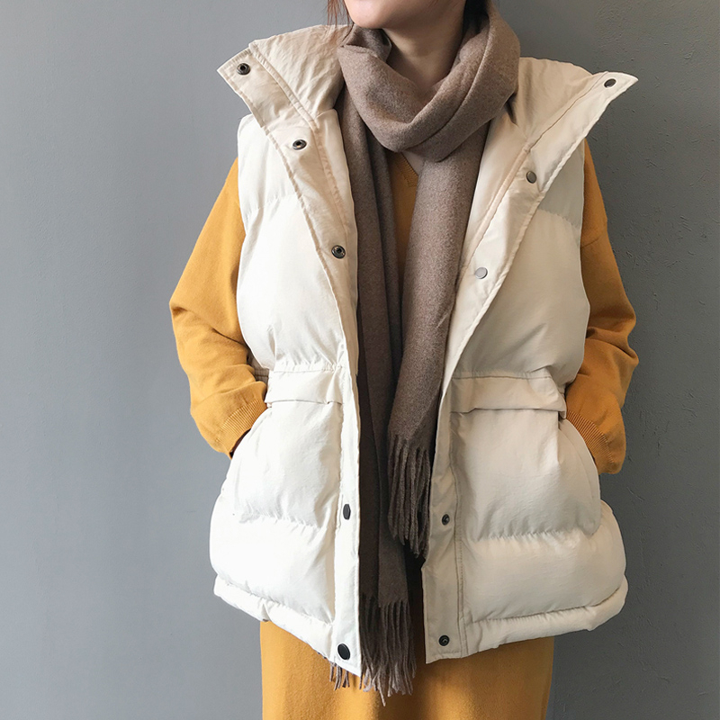 2022 down cotton vest female student Korean version loose winter new vest lapel short bread jacket
