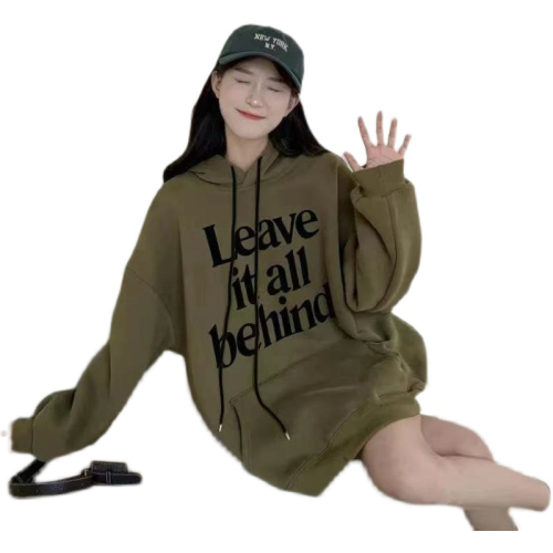 Autumn and winter new Korean letter printing loose and casual all-match hooded fleece thickened sweater