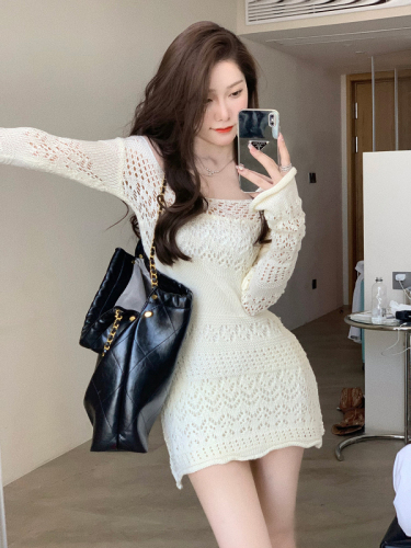 JustQin Senior Hunter Love it!  Wool Hollow Sling Knit Skirt Women's Two-piece Waist Sweater Skirt