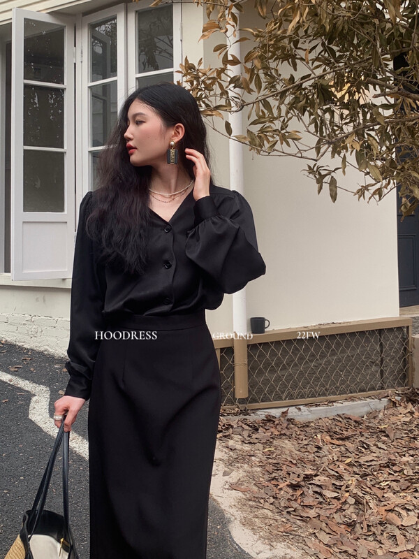 New in early autumn! [Fire HOODRESS] Korean Shuya high-end wavy shirt 22290# JHY