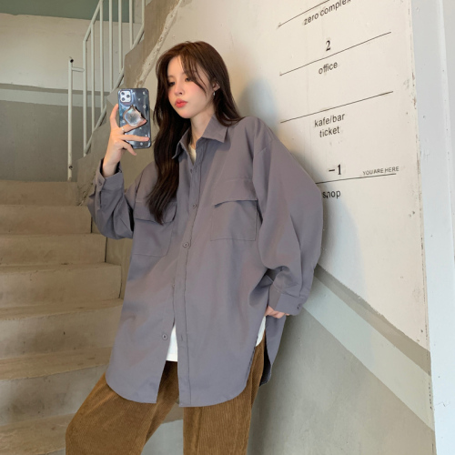 Lazy style high-quality workwear shirts long-sleeved sunscreen women's  autumn all-match casual thin shirt coat trend