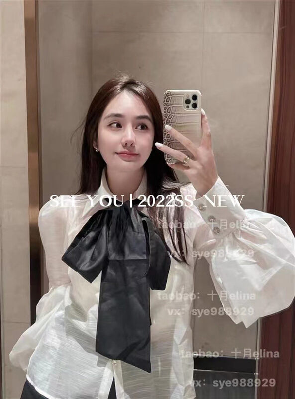 Autumn is new! [SEE YOU] niche design shirt (with bow) 1001# PCZ