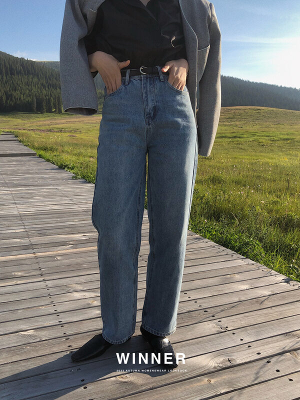 New in early autumn! [WINNER] Korean high-waisted straight-leg all-match jeans J001# LL