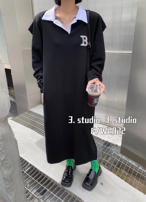 New in autumn!【3.STUDIO】Casual loose letter B dress 22205# PCZ