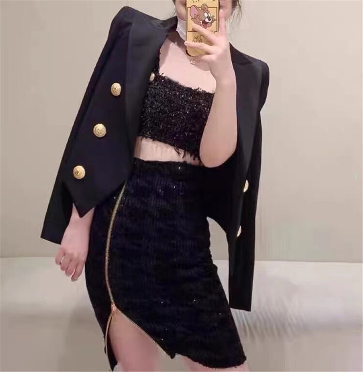 New in autumn! [Big C STUDIO] Breasted temperament long-sleeved short coat 8059# PCZ