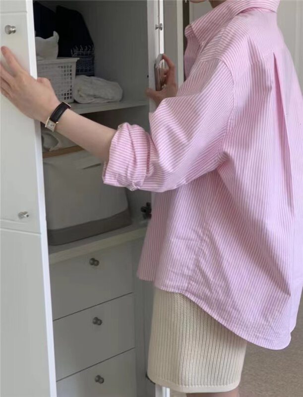 New in autumn! [SELNE] striped pocket design shirt 6101# XYJ