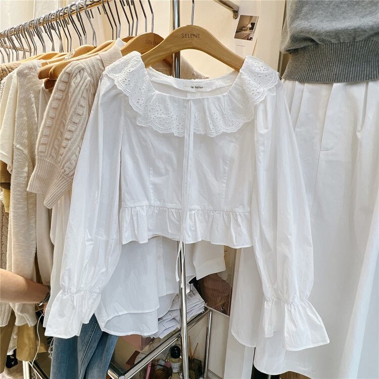 Autumn is new! [SELNENE] ruffled thin and sweet shirt YS1-2101# XYJ