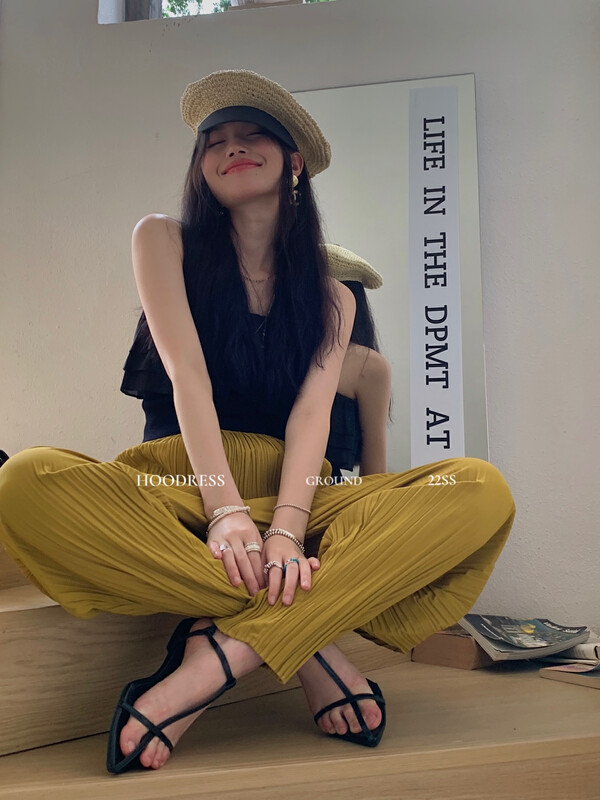 【Fire HOODRESS】Simple Lantern Pleated Casual Pants 22349# JHY