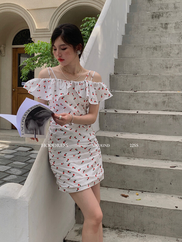 【Fire HOODRESS】Sweet and spicy cherry slender suspender dress 22273# JHY
