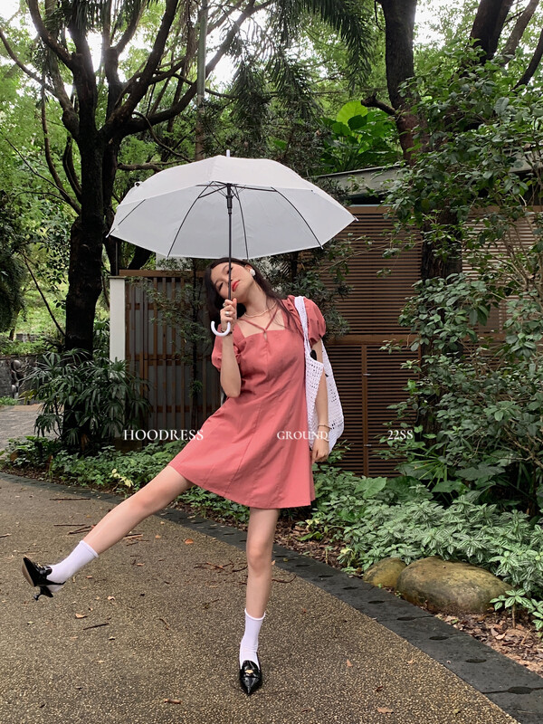 [Fire HOODRESS] Temperament Korean design cross strap dress 22319# JHY