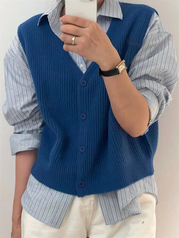 New in autumn! [SELNENE] V-neck single-breasted loose vest YS1-5002# XYJ