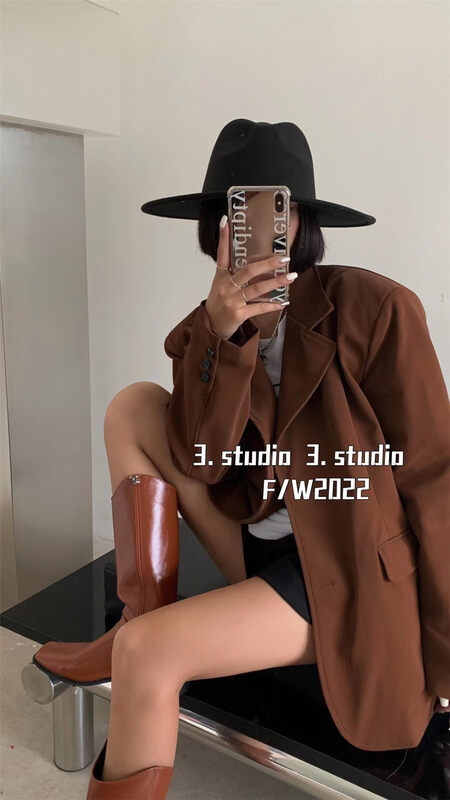 New in autumn! [3.STUDIO] long-sleeved solid color breasted suit 22508# PCZ