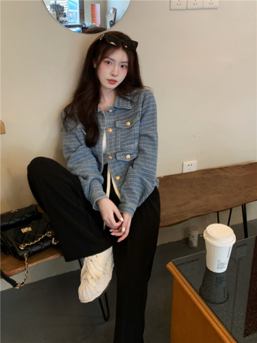 Real Price Autumn Korean Jacquard Denim Lapel Single Breasted Short Denim Thin Jacket