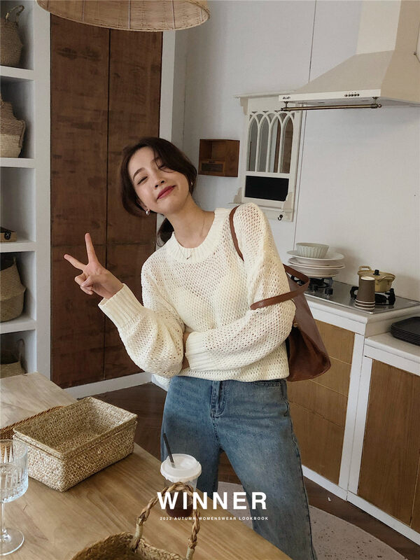 New in autumn! [WINNER] Hollow Out Simple Comfortable Warm Sweater 8871# L