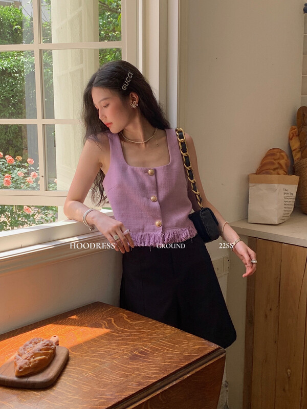 [Fire HOODRESS] Textured and fashionable handmade tassel fragrant vest/sling 22266# JHY