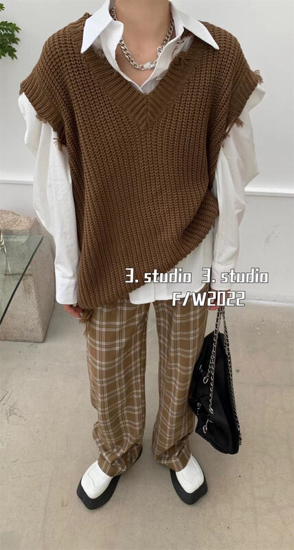 New in autumn! [3.STUDIO] Hole design all-match sleeveless vest (sold only vest) 8001# PCZ