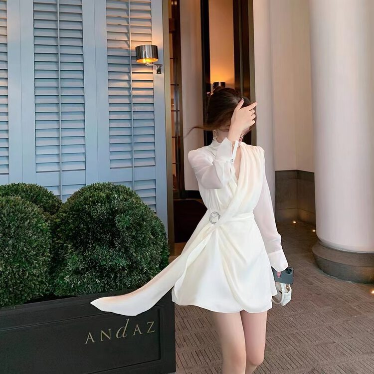 New in early autumn! [SEE YOU] Waist chiffon slimming dress 2128# PCZ