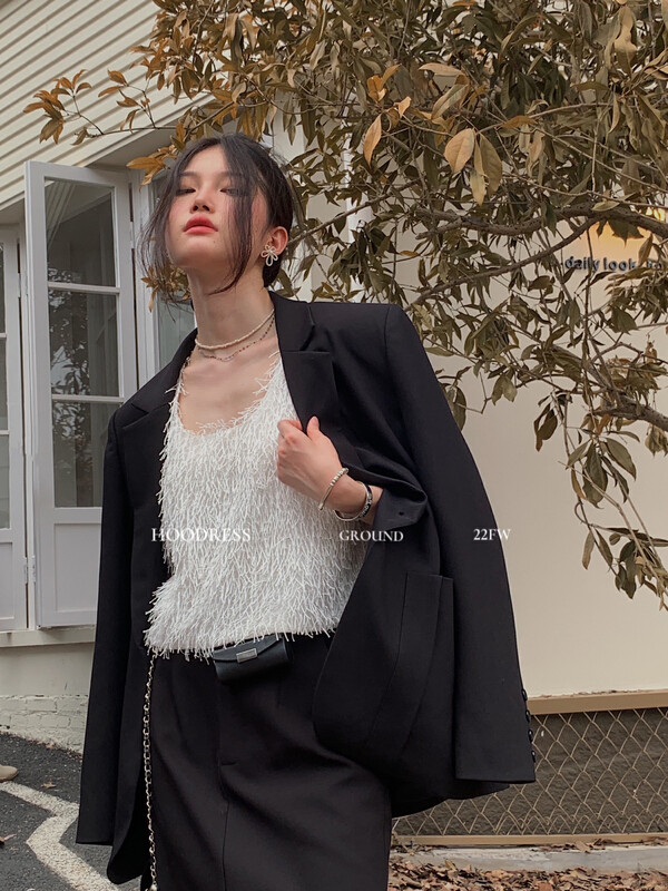 New in autumn! [Fire HOODRESS] Korean version of the textured custom tassel short shirt 22310# JHY