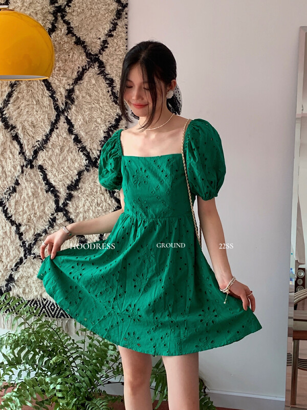 [Fire HOODRESS] Advanced Embroidered Hollow Outback Dress 22263# JHY