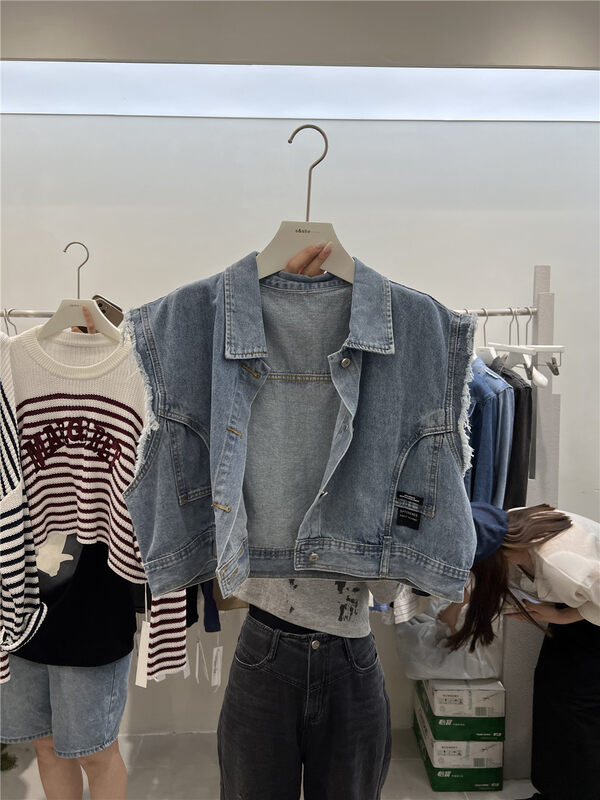 New in early autumn!  【S&SHE】Casual Simple Short Denim Vest ys1-0078# HYY
