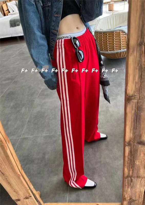 Chen Chuqiu is new! [F] Korean version loose color matching elastic waist casual pants 1581# HBX