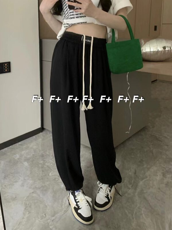 New in early autumn! [F] Korean version of the waist labelled casual pants A6691# HBX