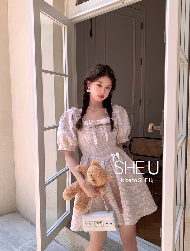 【SHE U】Little Fragrant Temperament Bow Lace Dress 89070-1