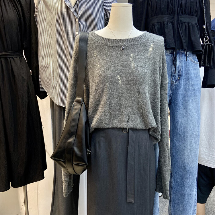 New in early autumn!【WINNER】Round Neck Hollow Comfortable Warm Sweater (Tops Only) YS1-8862# L