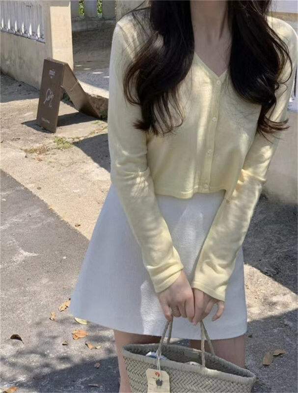 New in early autumn!【SELNENE】V-neck single-breasted fashion knitted cardigan 8103# XYJ