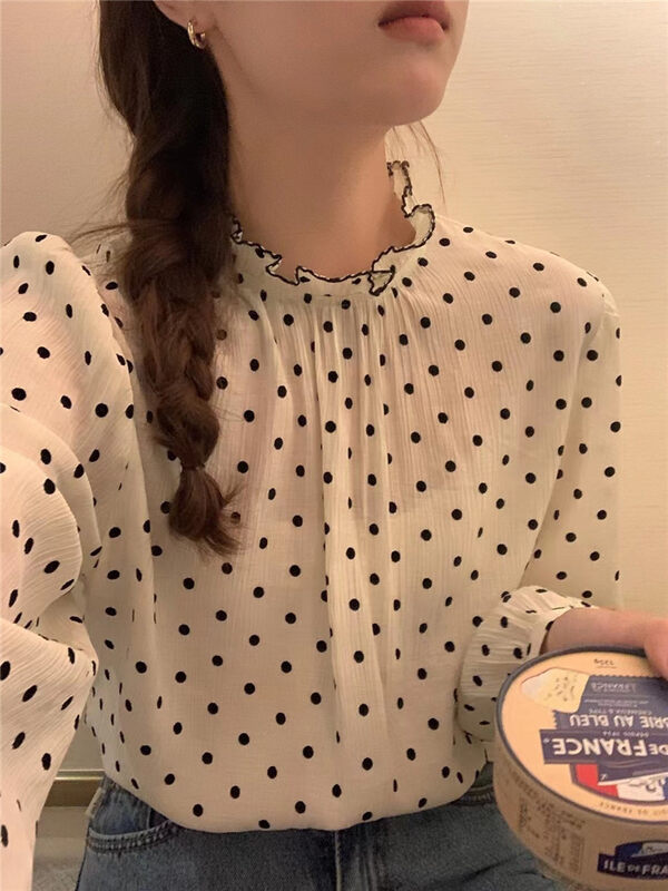 New in autumn! [O.LUCKY] Age-reducing temperament polka dot shirt 2054# HBX