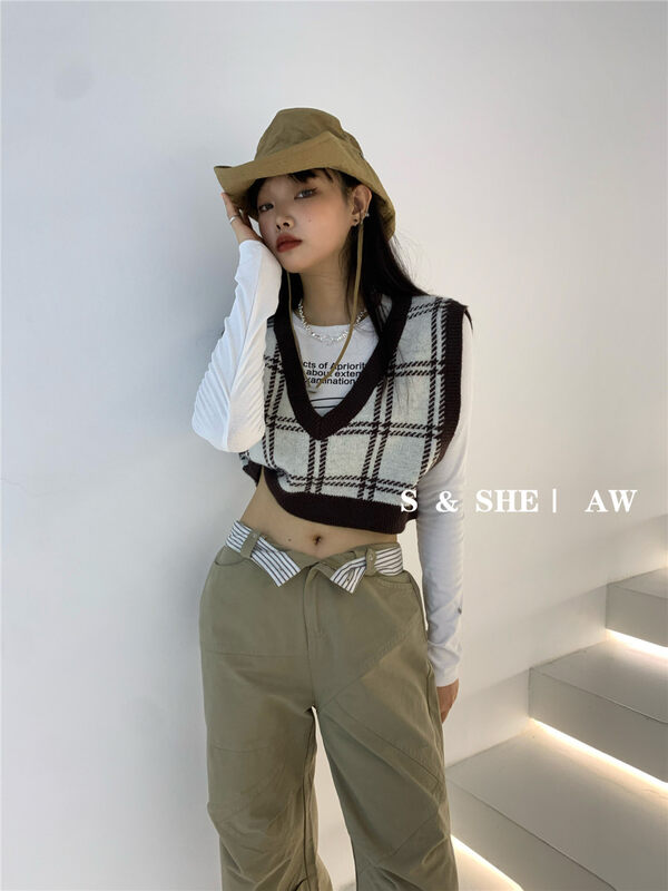 New in early autumn! [S&SHE] Fashion Plaid Versatile Vest MODESP4268A# HYY