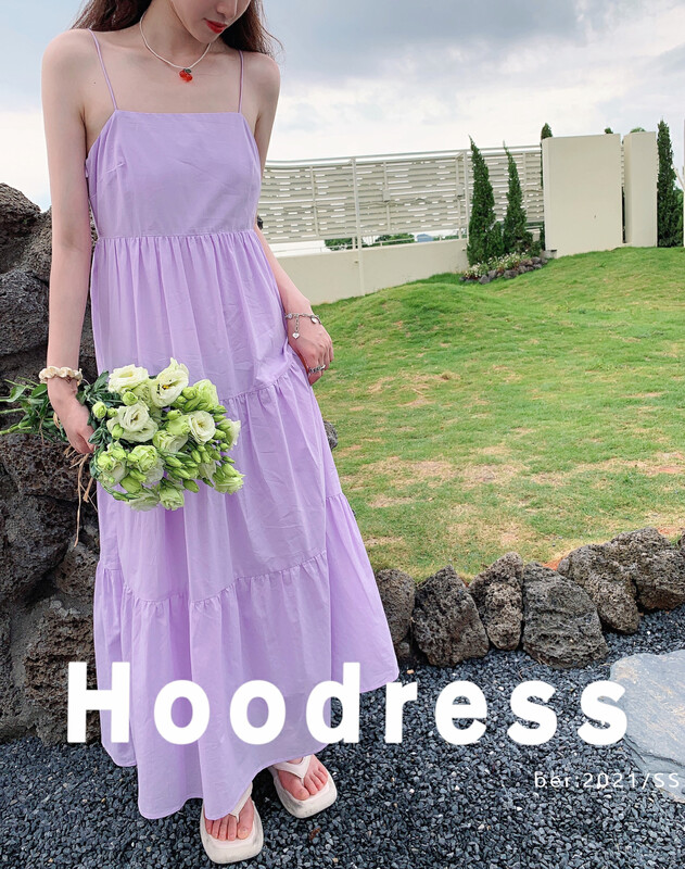 【Fire HOODRESS】Simple candy color layered spliced ​​suspender dress J21202# JHY
