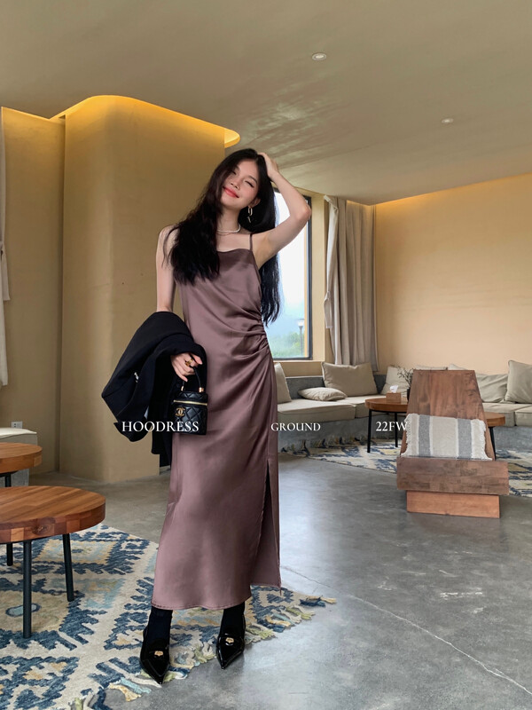 New in early autumn!【HOUSE OF FIRE】Korean ladies side pleated suspender dress 22437# JHY