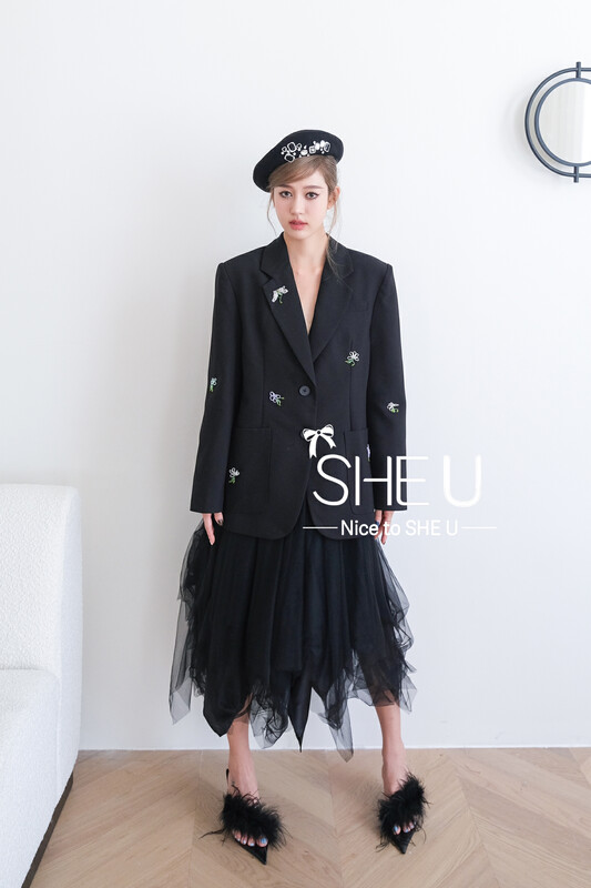 [SHE U] Small Hepburn wind drapey mesh skirt 51128