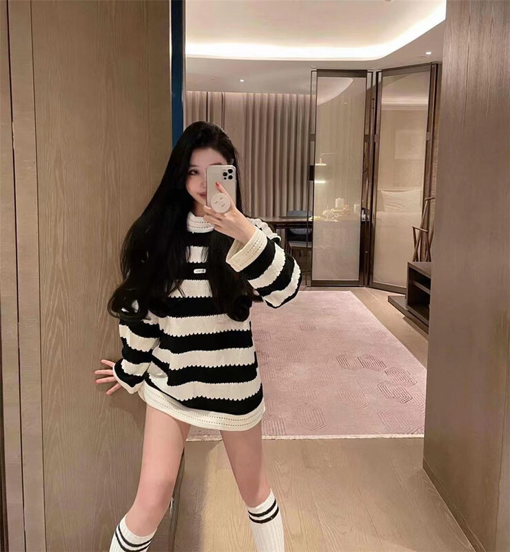 New in autumn! [Big C STUDIO] Lazy style striped fashion warm sweater (without socks) 6057# PCZ