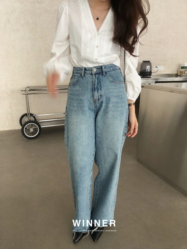New in early autumn! [WINNER] Korean version of the basic simple all-match straight jeans J002# LL