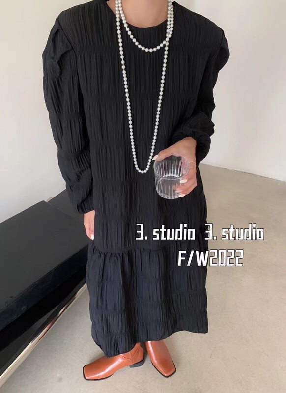 New in autumn! [3.STUDIO] Loose and slim dress with pleated design 22863# PCZ